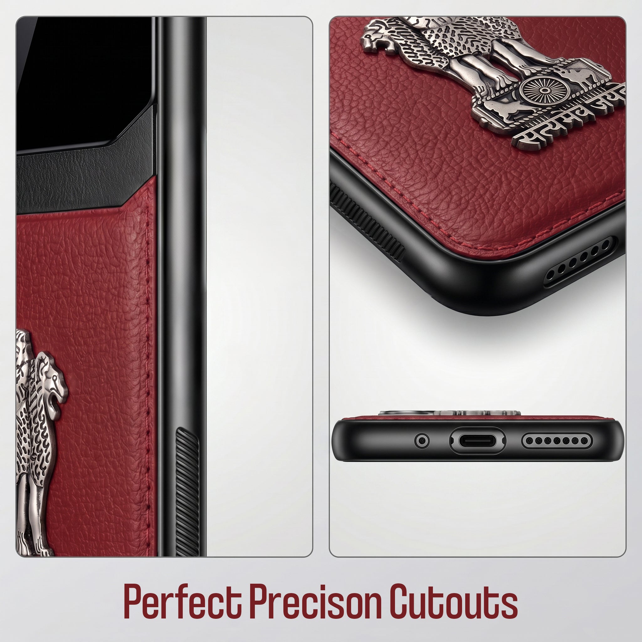 Galaxy A56 5G Satyamev Jayate 3D Metal Leather Back Case