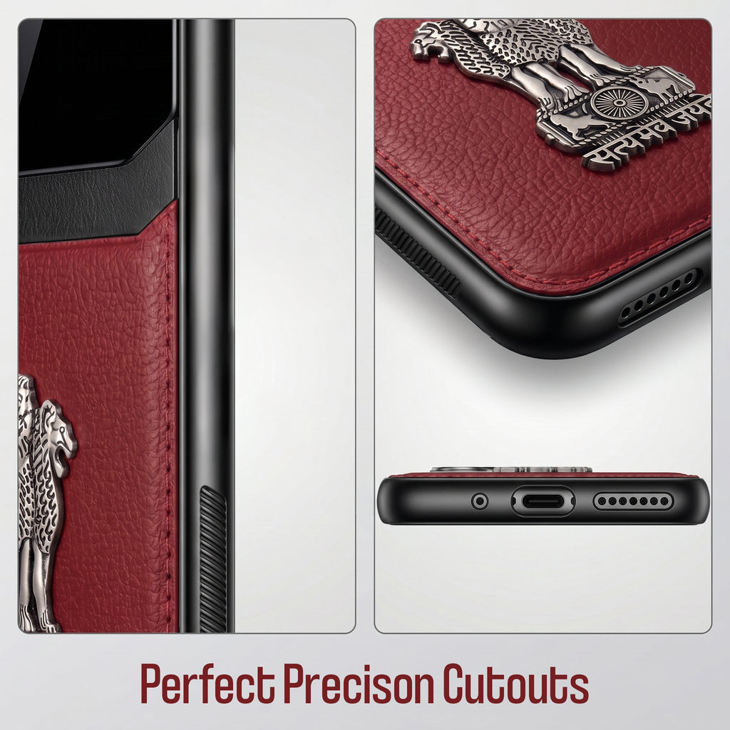 Galaxy M56 5G Satyamev Jayate 3D Metal Leather Back Case