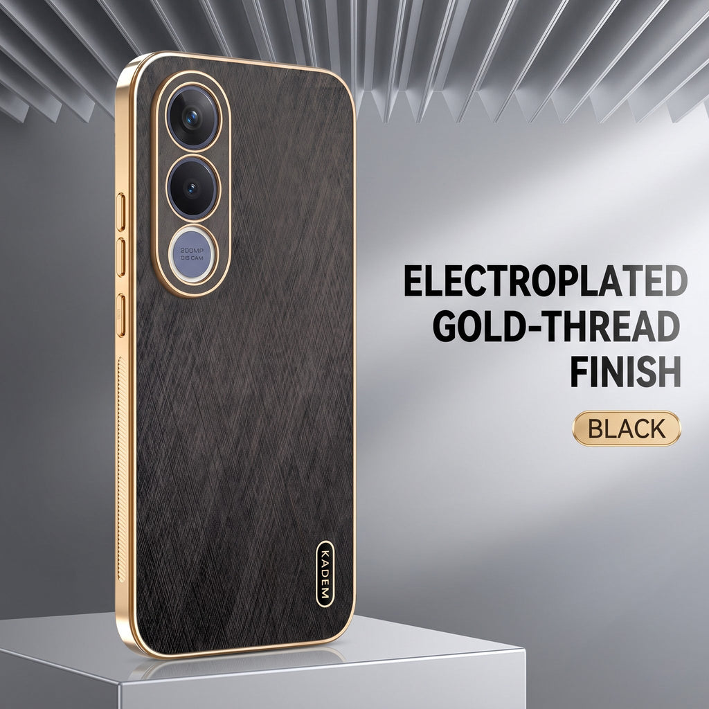 Vivo V70 FE 5G Premium Electroplated Frame Gold Thread Pattern Soft Case