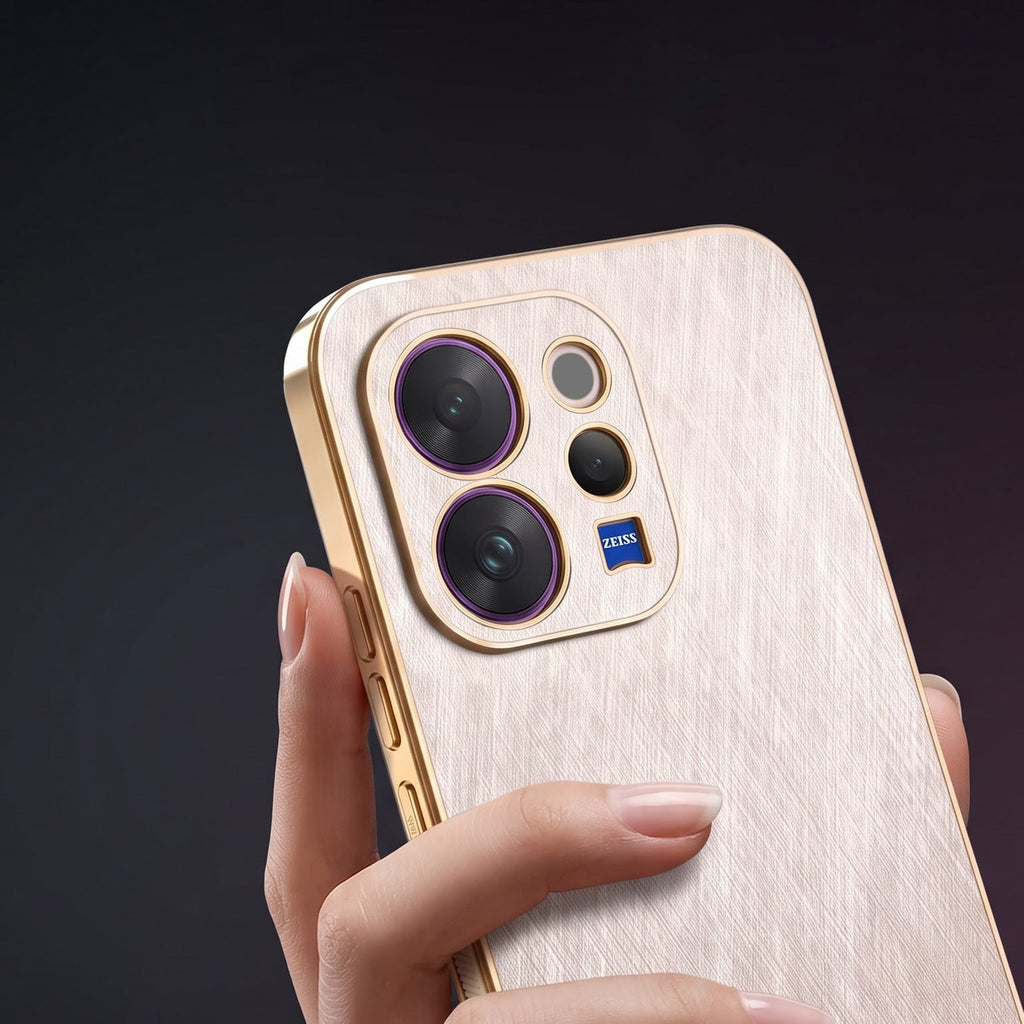 Vivo V70 5G Premium Electroplated Frame Gold Thread Pattern Soft Case