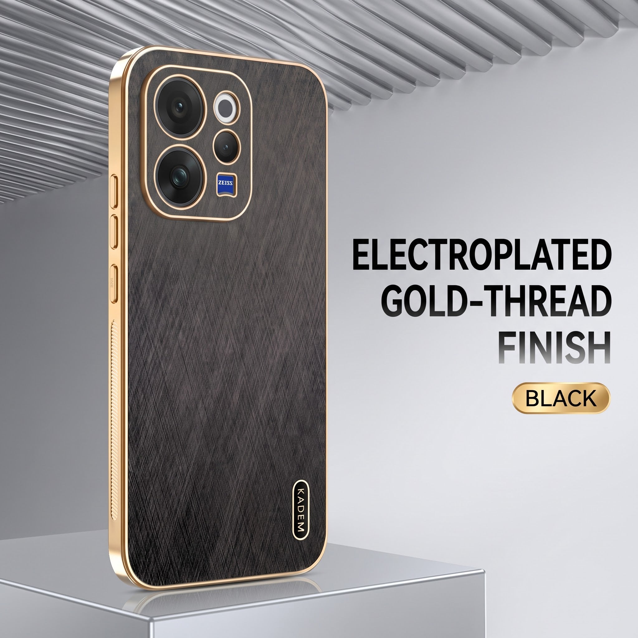 Vivo V70 5G Premium Electroplated Frame Gold Thread Pattern Soft Case