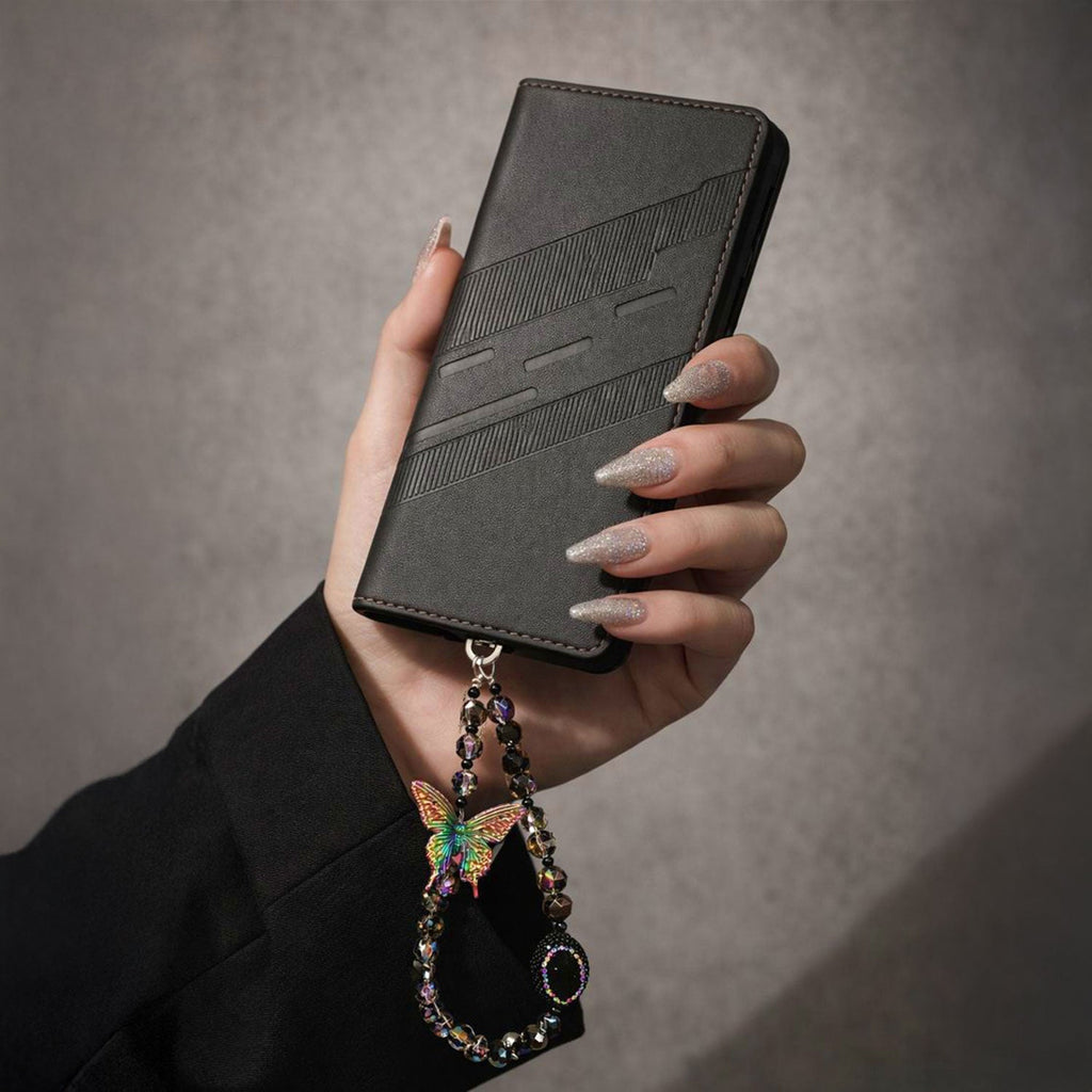Oppo Reno 13 5G Retro PU Leather Magnetic Wallet Flip Case with Charm Strap