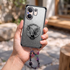 Vivo V60 5G Luxury Shimmer Airbag Butterfly Stand Case with Charm Strap